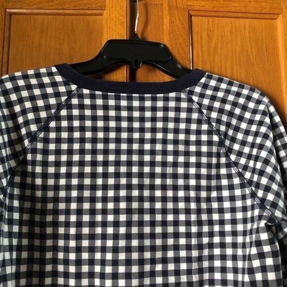 Draper James Natalie Gingham Crew Neck Sweatshirt Navy Blue - S - Picture 8 of 12